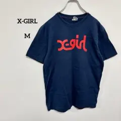 X-GIRL エックスガールネイビー ロゴTシャツ M c354②