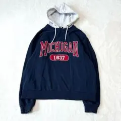 クアッシュ／パーカー トレーナー トップス M ロゴ フード付き コットン 紺