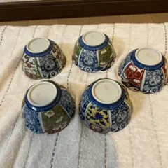 有田焼日峰窯　和食器 染付 色絵 鉢 5客セット 有田焼 善峰窯 絵変わり 和食器 皿 小鉢 5客セット 染付 色絵 陶器