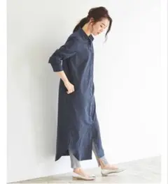 [ur’s] ユアーズ4,309円ネイビー ロングシャツワンピース 長袖 Sのサムネイル