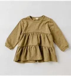 プティマイン(petit main)ドットカット長袖チュニック 120㎝ベージュ