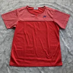 YONEX 赤 Tシャツ レディース O XL チェック柄 ゆったり ヨネックス