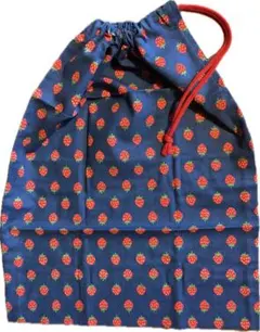 ハンドメイド♡可愛いイチゴ柄♡デニム調　巾着袋