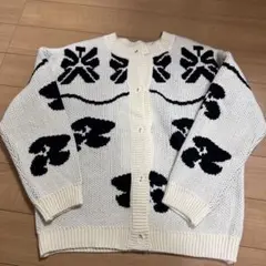 アイボリー 花柄 カーディガン 12Y