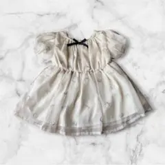 apres les cours リボン刺繍 ホワイトドレス 半袖