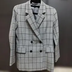 GU チェック柄 ダブルブレストジャケット Mサイズ