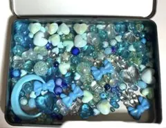 ハンドメイド　パーツ　ビーズ　水色系　まとめ売り
