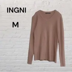INGNI Vネックリブニット ピンク Mサイズ 長袖 シンプル 定番 春カラー