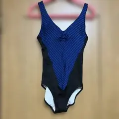 ワコールの青と黒のストライプ ワンピース水着