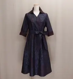 着物リメイク 配色カラーのカシュクールフレアワンピース