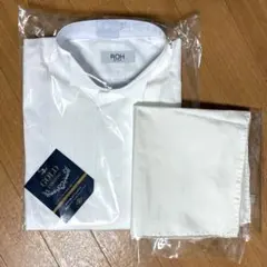 新郎2点セット　ウイングカラーシャツ+チーフ　メンズ　ホワイト