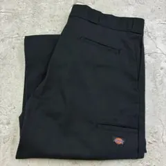 Dickies　ワークパンツ　ダブルニー　W39 L33相当　ブラック無地　古着