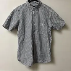 LANDS' END シアサッカー　ストライプ 半袖シャツ M ランズエンドのサムネイル