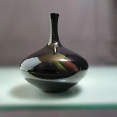 高岡銅器 黒漆調 金砂子 花瓶 花器 高さ20cm 茶道 華道 和室 