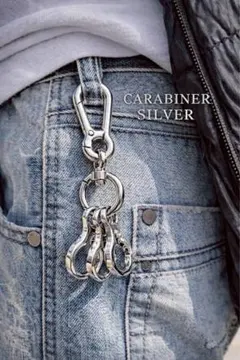 アメカジ　シルバーカラビナ　キーリング　ビンテージ　アクセサリ　シンプル　メンズ