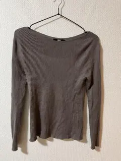 UNIQLO 3Dエクストラファインメリノリブボートネックセーター　ブラウン