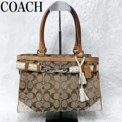 COACH Signature Tote Horsebit Fringe Bag - メルカリ