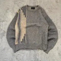 80s スプリングストリートニッターズ（L）柄ニット＊USA製＊幾何学柄