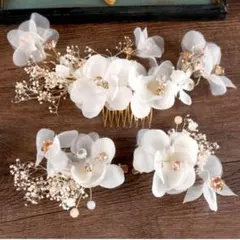 ヘッドドレス　ホワイトフラワー　かすみ草　ブライダル　結婚式　ウエディング