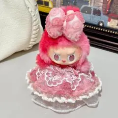 即決labubuぬいぐるみ用服着せ替えドレスラブブ用1〜3代対応2点セットレッド