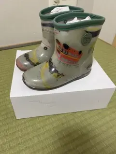 キッズ レインブーツ 乗り物柄 グリーンのサムネイル