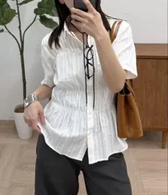 shirred shirt blouse / シャーリングシャツブラウスのサムネイル