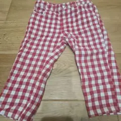 COMME CA ISM 赤白　ギンガムチェック　ズボン