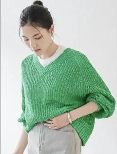 グリーンレーベルリラクシング　コットンリネン　スラブニット