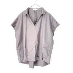 LOWRYSFARM半袖ブラウスグレージュゆったりシルエット上品 Vネックのサムネイル