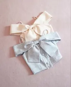 LIPSERVICE ツイードリボンオフショルトップス