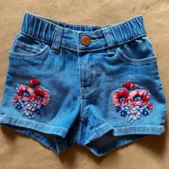 GAP baby デニムショートパンツ 花柄刺繍