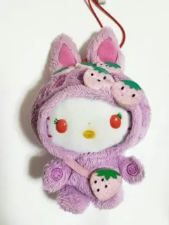 希少 平成 ハローキティ カラフルバニー ぬいぐるみ マスコット ストロベリー