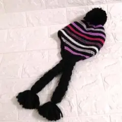 スポーツブランド　裏フリース　ボーダーニット帽　フリー