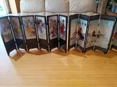 中国美術 ミニ屏風 美人画 2枚