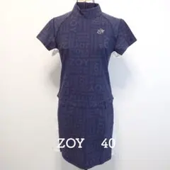 ZOY ゾーイ　マイクロドット ネイビー ハイネック　ワンピース40 極美品のサムネイル
