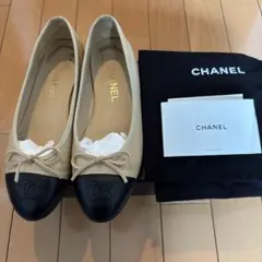 美品】シャネル バレエシューズ フラットシューズ ベージュ 36 - メルカリ