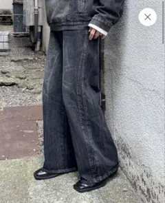 yolo サイドステッチウォッシュデニムパンツ ブラック 完売品