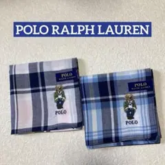 【新品紙タグ】ポロラルフローレン 日本製ハンカチ 2枚 ポロベア刺繍 チェック柄