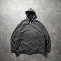 Carharttカーハートフルジップスウェットパーカーフェードチャコールグレー