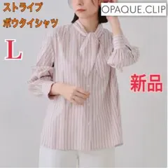 新品 オペークドットクリップ ストライプボウタイシャツ レディース L ブラウスのサムネイル