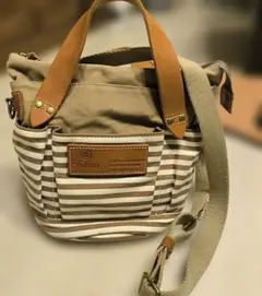 Folna ベージュストライプ ショルダーバッグ