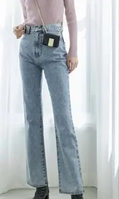 ハイウエストセミフレアデニムパンツ［Cu289］