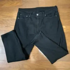 テーパード ストレッチ スキニーパンツ 黒 中生地ベロアで暖かい 美品