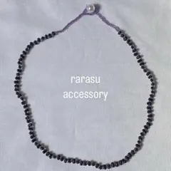 ビーズネックレス 日本製 パープル ブラック 華奢 シンプル 大人アクセサリー