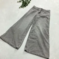 H&M 　ワイドデニムパンツ　グレー　XS　薄手のデニム