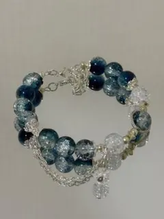 青と透明の多層ブレスレット