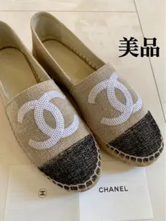 美品 シャネル エスパドリーユ スリッポン スニーカー 37 CHANEL