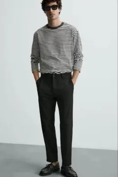 ZARA コンフォートテクスチャーチノパンツ　ブラックのサムネイル