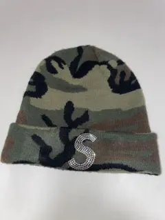 Supreme Sロゴ　スワロフスキー　ボックスロゴビーニー　カモ柄　迷彩