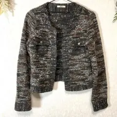 MENU.010 ツイード風ノーカラージャケット 9Rサイズ